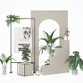 Modern Meichen Materials Exhibition Window Plant Combination Small Scene Plant Green Plant Window Meichen Europe Exhibition Rack Exhibition Area Scenic Spots 3d model