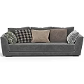 Gray Multi Seat Sofa With Plaid Textured And Geometric Patterned Cushions 3d model