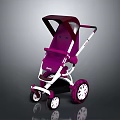 BabyJoy Purple Stroller with Sunshade Canopy White Frame Large Wheels Modern Design