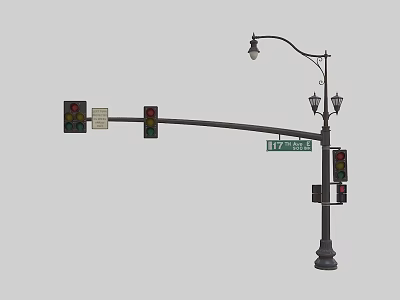 Outdoor Street Light With Classic Design Curved Pole For Urban Road Lighting 3d model