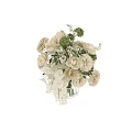 Fresh White Flower Arrangement in Clear Glass Vase with Green Foliage Decor