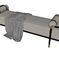 Modern Sofa Bench With Armrests And Blanket For Interior Design 3d model