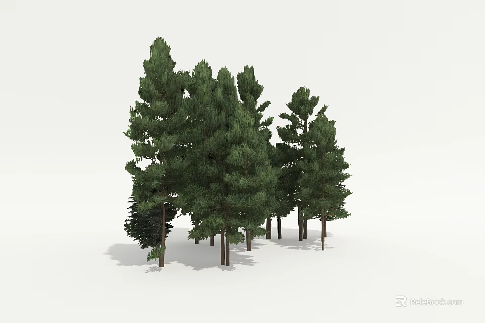 Decorative Ornament Set Featuring Green Pine Trees For Home Decor 3d model 