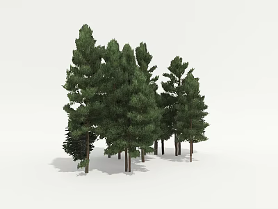Decorative Ornament Set Featuring Green Pine Trees For Home Decor 3d model