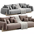 Green And Beige Sectional Sofa With Multiple Cushions Gray Blanket And Wooden Legs