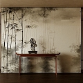 New Chinese Style Bamboo Wallpaper Grille Background Wall Luminous Light Film Background Wall 3d model