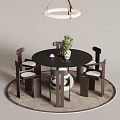 French retro style dining table and chair combination 3d model