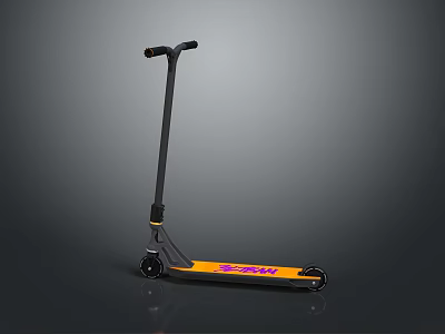 Modern Urban Scooter With Black Handle Orange Deck And Pink ZAKU Text 3d model