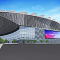 VR Themed Entrance At Xian International Expo Glass Building With Visitors
