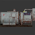 Rusted Industrial Equipment With Cylindrical Metal Body Control Panel Buttons And Base