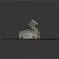 Ancient Cannon Weapon on Octagonal Stone Platform with Rustic Wheels and Weathered Surface