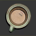 Vintage Style Handmade Ceramic Mug With Green And Orange Glaze And Handle