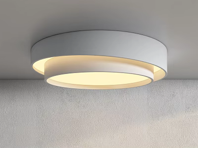 Modern White Round Ceiling Light With Sleek Design Illuminated On Ceiling 3d model