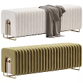 Light Gray Dark Brown Sofa Bench Vertical Tufted Design Gold Metal Legs Gray Throw Blanket