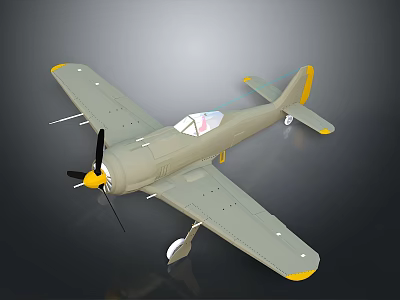 Vintage Gray Aircraft Model Featuring Yellow Wing Tips And Propeller For Cosmic Aerospace 3d model