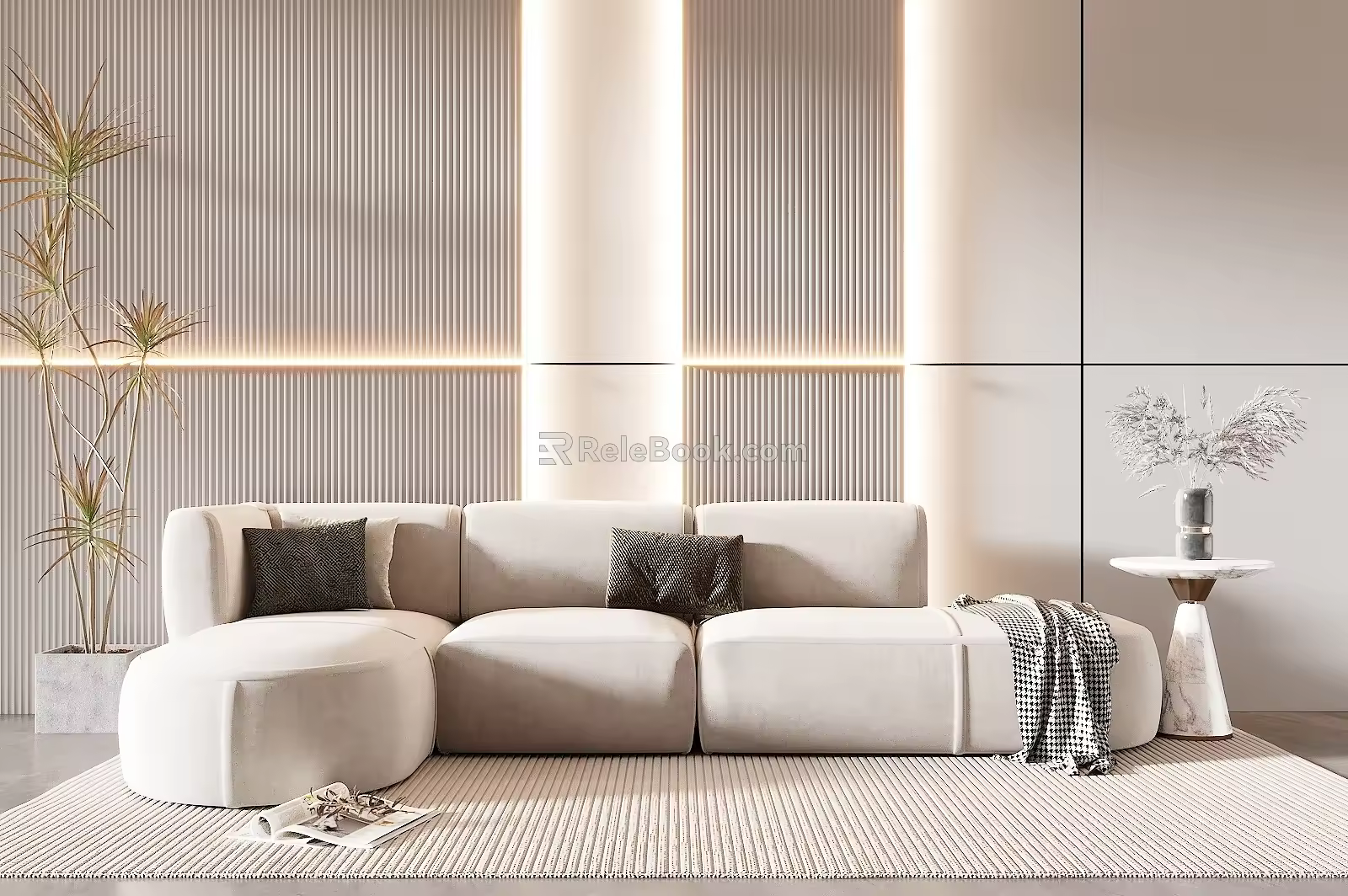 Modern corner sofa multiplayer sofa 3d model