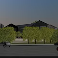 Modern Commercial Street Design With Lush Greenery And Pedestrian Walkways