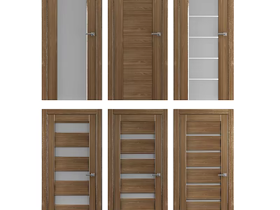 Wooden Swing Doors With Various Glass And Solid Panel Designs 3d model