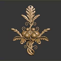 Golden Plant Inspired Decoration With Curled Vines Leaves And Fruits