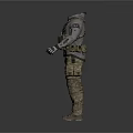 Tactical Clothing with Vest Cargo Pants and Gray Khaki Boots on Mannequin