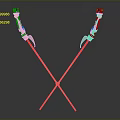 Red Ski Poles Crossed Design With Black And Silver Components