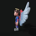 Cartoon Man With Horns Halo Red And Blue Wings And Blue And Red Costume