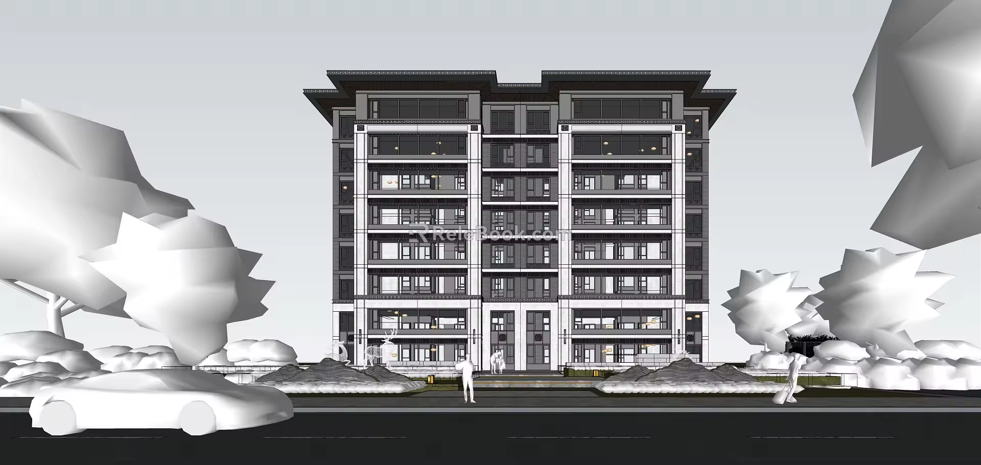 New Chinese-style Residential Building Multi-storey Residence 3d model