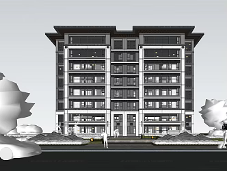 New Chinese-style Residential Building Multi-storey Residence 3d model