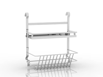 Stainless Steel Wall Mounted Kitchen Rack with Storage Shelf and Basket for Utensils 3d model