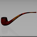 Handcrafted Tobacco Pipe With Red And Yellow Striped Surface And Curved Long Stem