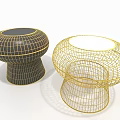 Modern Black And Gold Coffee Tables With Round Marble Top And Metal Wireframe Design