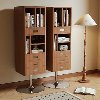 Log Wind Storage Cabinet Bookcase Rotating Cabinet 3d model