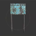 Vintage Rustic Metal Cabinet With Riveted Turquoise Patches And Weathered Iron Legs