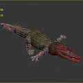 Mechanical Armored Crocodile Creature With Black Body Red Accents And Spiked Design