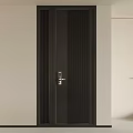 Black Vertical Striped Double Door Interior With Modern Lock Design Detail 3d model