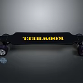 Black Skateboard with Yellow KOOWHEEL Lettering and Four Rubber Wheels