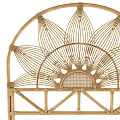 Bohemian Rattan Headboard With Arch Shaped Lotus Petal Woven Natural Design