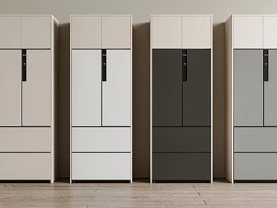 Modern Refrigerators With Beige White Dark Gray Light Gray Finishes And Sleek Door Drawer Design 3d model