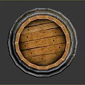 Rustic Wooden Barrel With Metal Hoops And Natural Wood Grain Texture