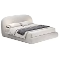 Elegant Soft Upholstered Double Bed With Curved Headboard White Pillows And Checked Throw 3d model