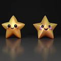 Cute Golden Star Decorative Ornament Set With Smiling Faces And Blush Details