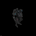 Futuristic Black Biomechanical Robot With Blue Luminous Parts And Heavy Armor