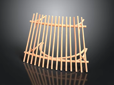 Bamboo Circular Grille Structure With Curved Vertical And Horizontal Slats 3d model