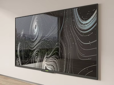 Modern Wall Mounted TV With Artistic Line Patterns On Sleek 3d model
