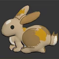 Cute 3D Rabbit Model with Orange Brown Fur and Large Ears in Cartoon Style