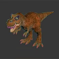 Realistic Brown T Rex Dinosaur Model With Sharp Teeth Red Eyes Standing On Dark Background 3d model