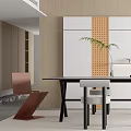 Modern Restaurant Interior With Open Kitchen Design Featuring Dining Area And Island Counter 3d model