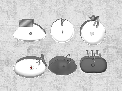 Modern Bathroom Washbasin Designs With Round Oval Shapes And White Black Colors 3d model