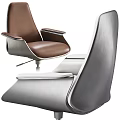 Modern Office Chair With Light Gray Fabric Dark Armrests Brown Option And Wheels