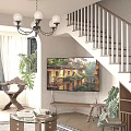 Modern TV On Stand In Stylish Living Room With Green Plants And Scenic View